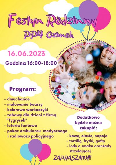FESTYN RODZINNY W PP4! SERDECZNIE ZAPRASZAMY